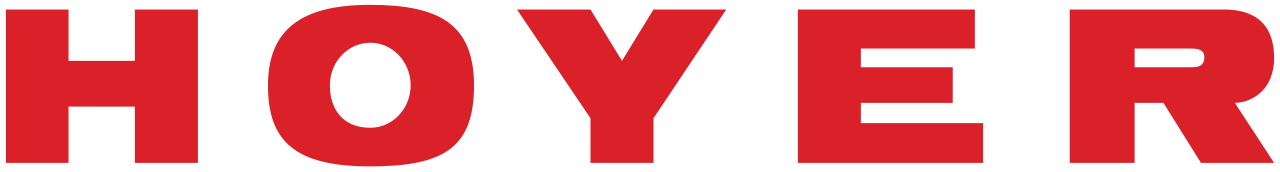HOYER text logo in bold red uppercase letters.