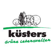 Küsters logo with stylized trees and green grass, featuring the text 'kūsters' and 'Grüne Lebenswelten' in green.